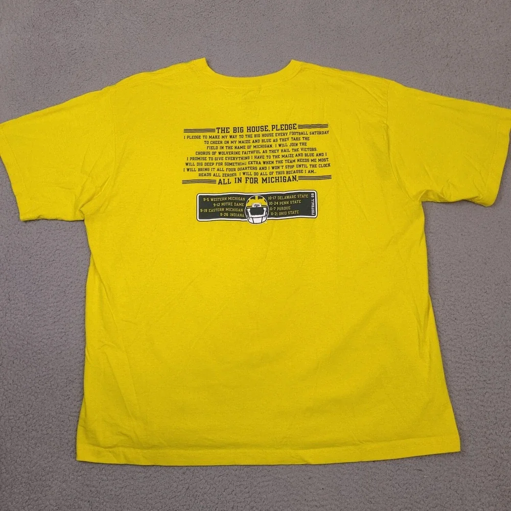 Michigan Wolverines Shirt Men XXL Yellow Adidas NCAA Football The Big House 2009